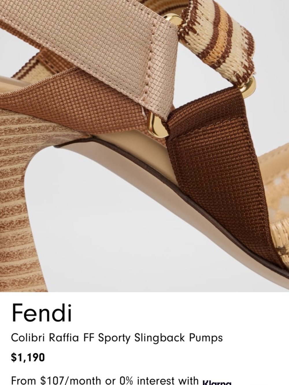 Fendi Colibri Rete Nudo Rafia Pointed Slingback Heels - Picture 9 of 10